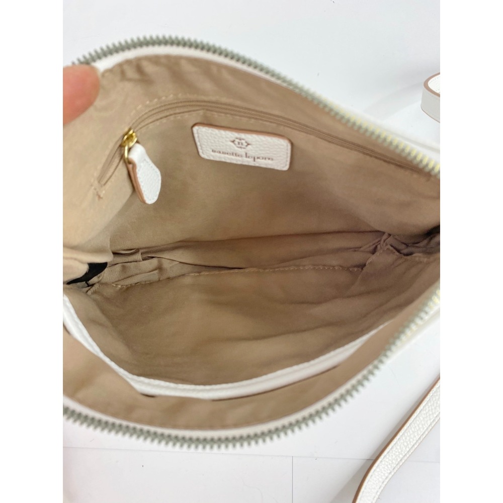 Nanette Lepore Shoulder Bag White Faux Leather Purse Handbag Additional Pouch - Picture 9 of 13